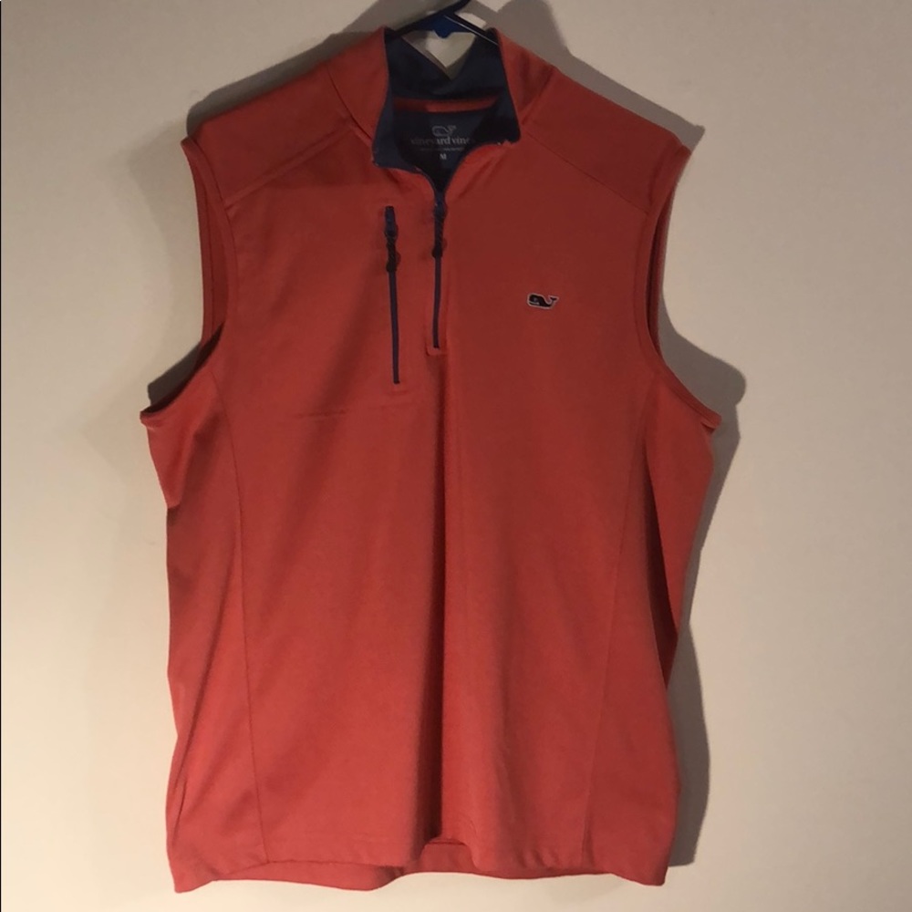 Vineyard Vines Quarter Zip Coral Pink Vest Medium